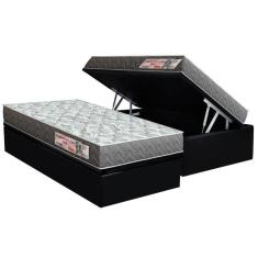 Conjunto Box Baú Solteiro: Colchão Espuma Orthoflex D23 Comfortpedic + Base Crc Suede Black (88x188)