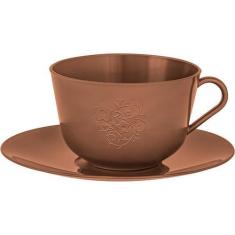 Xícara de Chá com Pires em Plástico Zeek Linha Style, 14 BRONZE