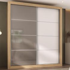 Guarda Roupa Casal Dallas MP4270 2 Portas de Correr 4 Gavetas MDP Branco-Lacca Fumê Multimóveis