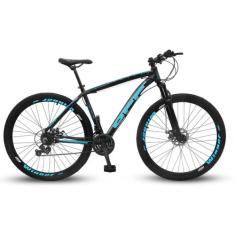 Bicicleta Aro 29 Off Alumínio Disco Suspensão  Preto/Azul Tamanho:21 -