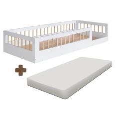 Cama Solteiro Infantil Com Grade De Proteção Colchão Branco