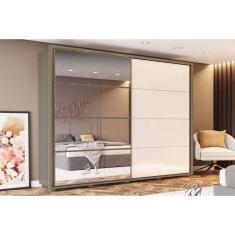 Guarda Roupa Casal 2 Portas De Correr E 6 Gavetas C/ Espelho Cavic Duna/Off White - Henn