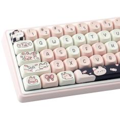 Sunzit Teclas PBT MOA - Design de coelho fofo, 132 teclas, personalizável para teclados mecânicos Cherry MX 61/64/68/84/87/100/104/108 Cherry MX