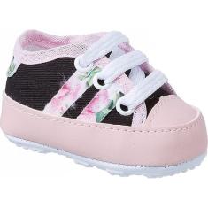 Tenis Sapatinho Bebe Meninas Primeiros Passos Flores Listra - HB Moda 