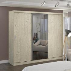 Guarda-Roupa Casal 1 Espelho 3 Portas de Correr 2 Gavetas MDFmm7318E1 