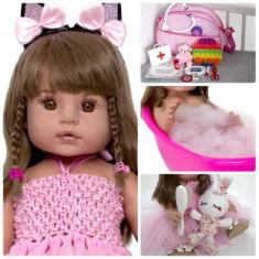 Bebe Reborn Princesa Bailarina Menina Castanho e Acessórios - Cegonha 