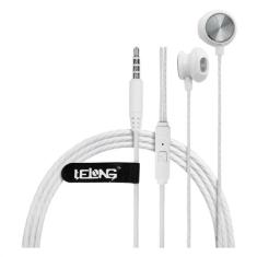 Fone de Ouvido Com Fio P3 Isolamento De Ruído Lelong LE-0209Y, Branco