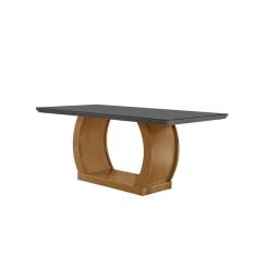 Mesa Para Cozinha Jade C-tampo Madeirado Vidro Canto Reto 180x90cm Imbuia-grafite - Rufato