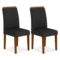 Kit 02 Cadeiras Lima Wood Cinamomo/ Preto - Moveis Arapongas