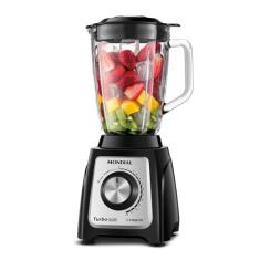 MONDIAL Liquidificador Turbo Glass Jarra de Vidro, Preto/Inox, 1400W, 110V - L-1400 GI