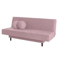 Sofá-Cama Casal 3 Lugares Jimmy Suede Rosa Claro