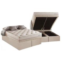 Cama Box Baú Queen: Colchão Molas Herval Maxspring Scotland + Base CRC