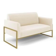 Sofá Namoradeira Base Industrial Alta Dourado Marisa Veludo D03 - D\'rossi Cor Bege