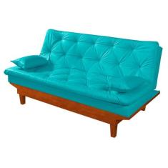 Sofa Cama Caribe em Material Sintético Essencial Estofados, Azul-turqu