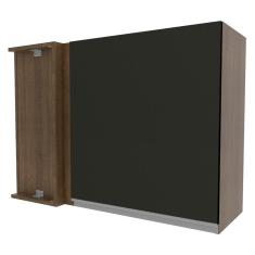 Armário Aéreo de Canto Madesa Glamy 1 Porta - Rustic/Preto