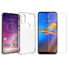 Capinha Silicone Antichoque e Película Vidro Compatível com Moto E6 Plus