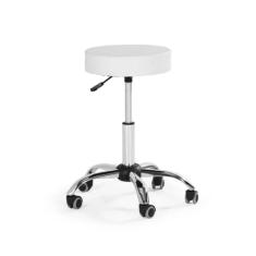 Banqueta Mocho - Sem Encosto - Branco | Cromado