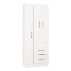 Guarda Roupa Solteiro Milão 3 Portas Branco Brilho - Poquema