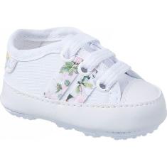 Tenis Sapatinho Bebe Meninas Primeiros Passos Flores Listra - HB Moda 