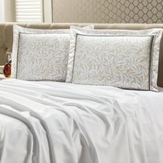 Jogo De Lençol Percal 400 Fios Casal 03 Peças - Casa Borda, Branco