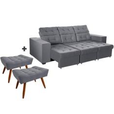 Combo de Sofá 4 Lugares Itália Plus 2,60m Retrátil Reclinável com 2 Pu
