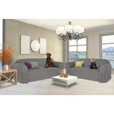 Kit Capa Para Sofá De 2 E 3 Lugares Em Brim Peletizado Protetor Macia 