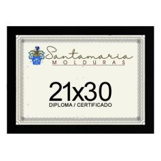 Moldura Porta Diploma Certificado A4 21x30 Preto - Santamaria Molduras