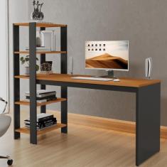 Mesa Escrivaninha Milão Com Prateleiras Para Escritório e Quarto Noteb