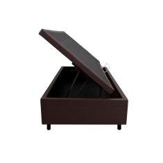 Cama Box Baú Solteiro 88x188x42cm Marrom Com Pistão A Gás Marrom