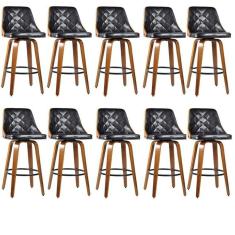 Kit Com 10 Banquetas Para Cozinha Milão Preto