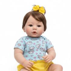 Bebê Reborn Menina Realista Boneca Com Enxoval - Mundo Azul e Rosa