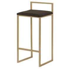 Banqueta Decorativa Jasmine Base Gold Suede Marrom