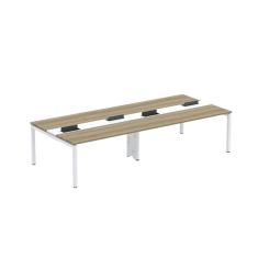 Mesa de Plataforma Dupla para 4 Pessoas Corporativa 160x140/4p Pdc16/14/4p Noce Naturalle/Branco