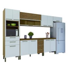 Armário de Cozinha Completa Com Balcão Ametista Kits Paraná Nicho Para Micro-Ondas 12 Portas 5 Gavetas