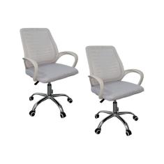 Kit 2 Cadeiras De Escritório Esteirinha Mesh Ergonômica Branco
