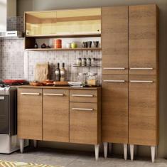 Cozinha Compacta Madesa Emilly Winter com Armário Vidro Reflex e Balcã