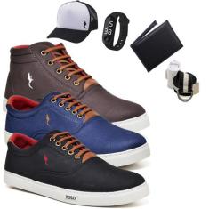 Kit 3 Tênis Casual + Boné + Relógio + Carteira + Cinto + Meia - Polo B