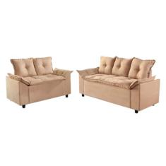 Conjunto Sofá 2 e 3 Lugares Tecido Suede Liones - aifos estofados