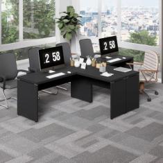 Mesa L Escritório 2 Lugares 3,00m x 1,50m Pés Painel F5 - F5 Office G,