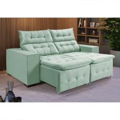 Sofá Retratil Reclinável Pillow 1,90 Veludo Acqua Verde