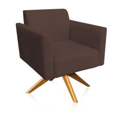 Poltrona Marisa Suede Base Madeira Marrom