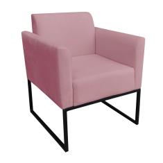 Poltrona Marisa Suede Base Industrial Metálica Preto rose