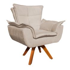 Poltrona Giratória Opala Suede Bege