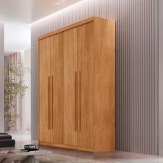 Guarda Roupa Solteiro Heros 4 Portas e 2 Gavetas MDF Moderna, Naturall
