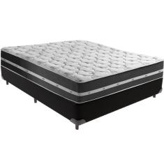 Cama Box Preto E Colchão Classic Preto Molas Ensacadas Casal