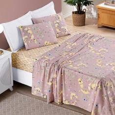 Jogo de Cama Lençol Bouti Estampado King 04 Peças - Lavanda - Bia Enxo