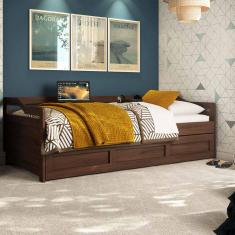 Bicama Londrina Solteiro Castanho Escuro Madeira Pinus - Saraiva