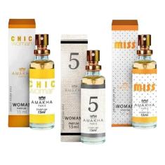 Kit 3 Perfume Feminino Amakha Paris Chic N 5 Miss