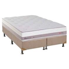 Cama Box Queen: Colchão Molas Herval Maxspring Tower + Base CRC Suede 