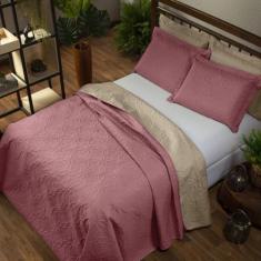 Cobre leito Dupla Face Floral Casal Queen 3 peças Rosê - Casaborda Enx